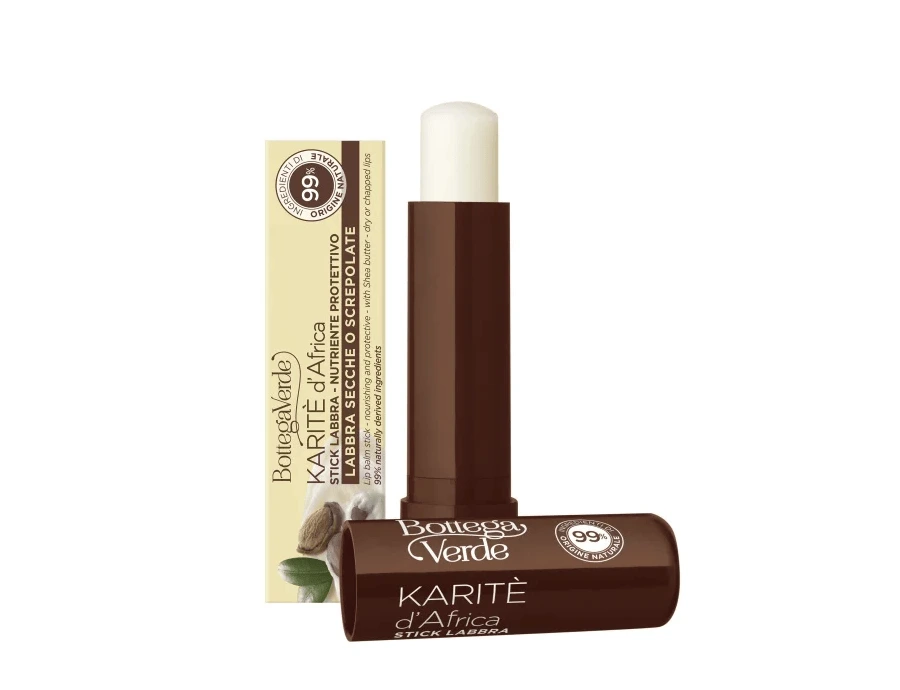 Стик-бальзам для губ Bottega Verde African Karite с маслом ши для интенсивного питания, смягчения и защиты сухих губ.  